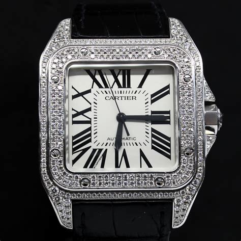 cartier santos 100 diamant|cartier santos 100 price list.